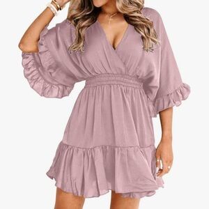 Aosky Mauve Ruffle Dress